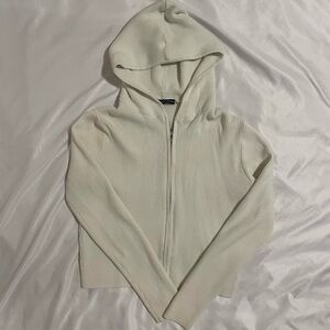 Brandy Melville white Arden zip up sweater